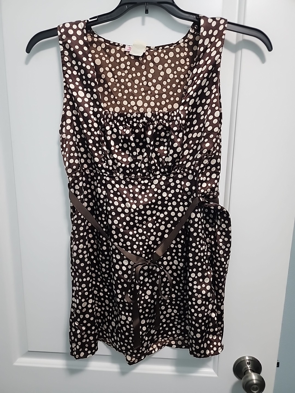Lipstick Boutique Brown and White Polka Dot Top